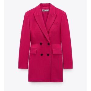 Zara Fuchsia Double-Breasted Blazer